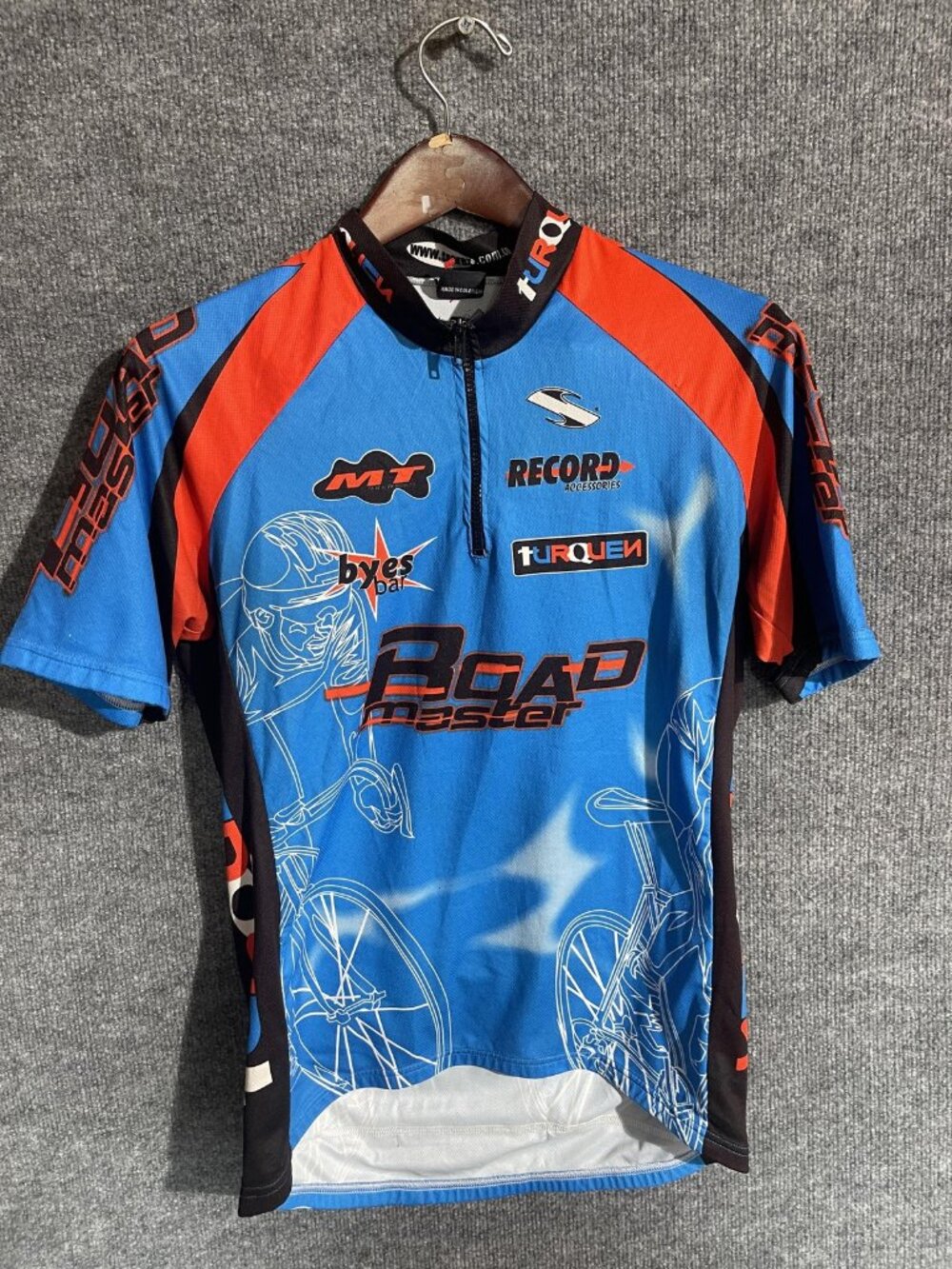 Suarez Cycling Jersey Mens Large Blue Road Master 1/4 Zip Short Sleeve Pockets